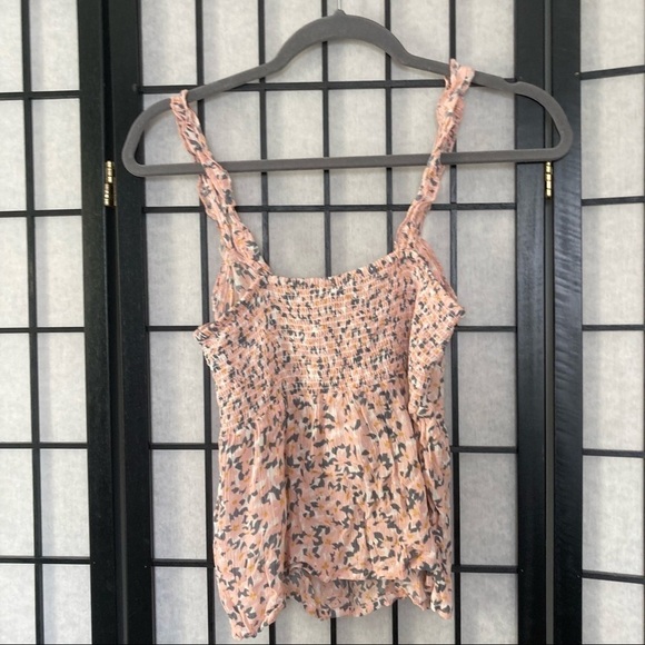 Patrons of Peace Nathalie Sleeveless Crop Smocked Top Pink Cream Combo Small - Picture 9 of 16